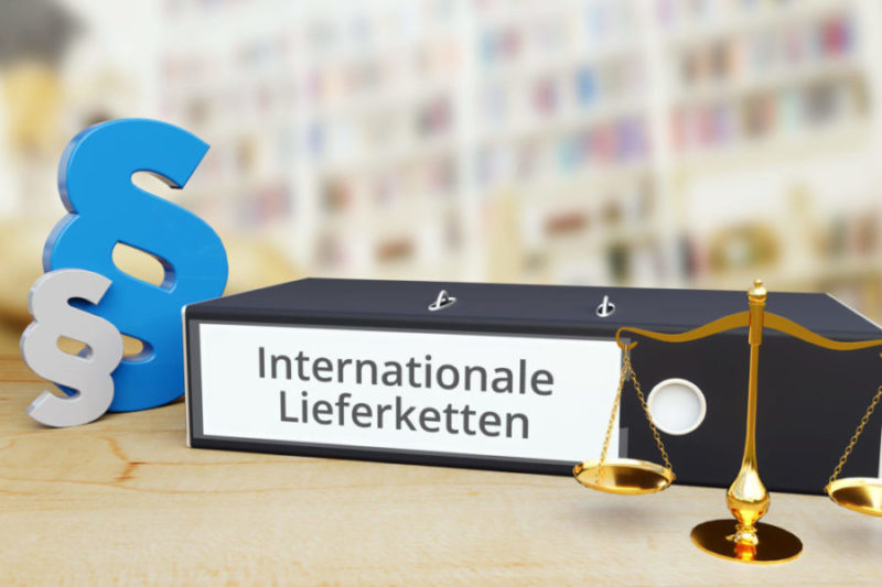 Internationale Lieferketten. Ordner mit Beschriftung, Paragraf u